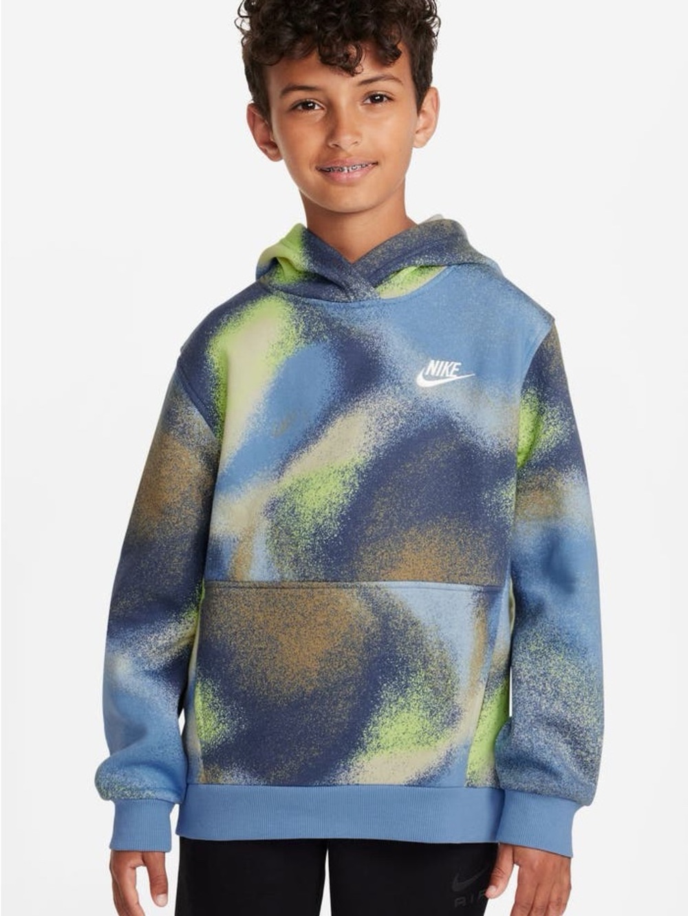 Nike Kids Blue, Green & Print Pullover Hoodie